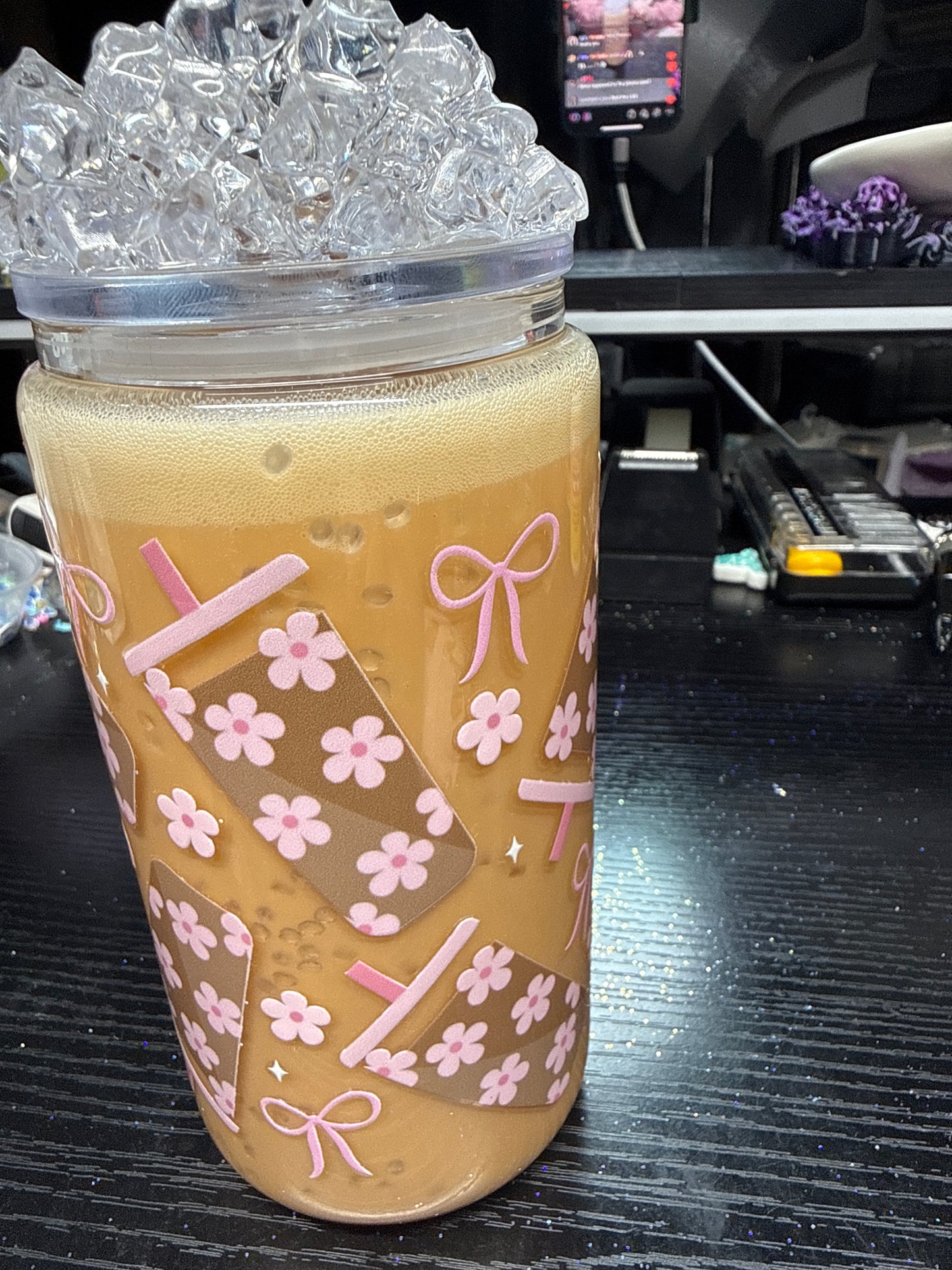 Premade coffee with ice lid - glass