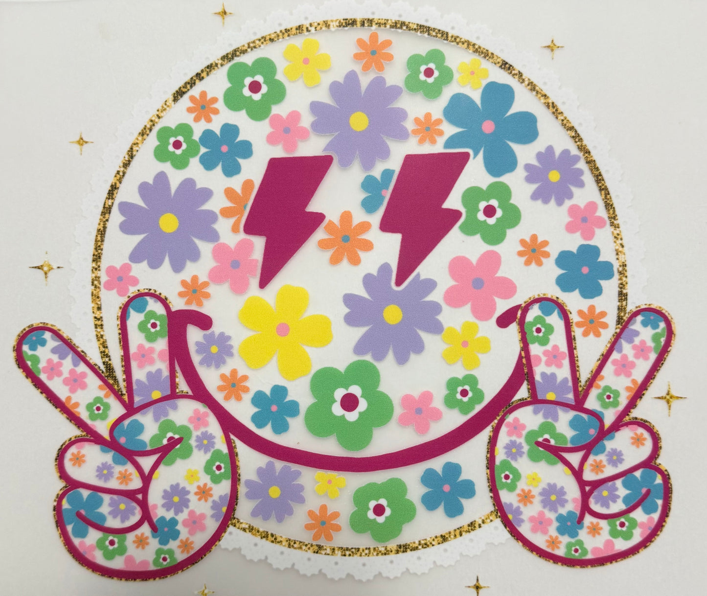 Floral smiley kids DTF