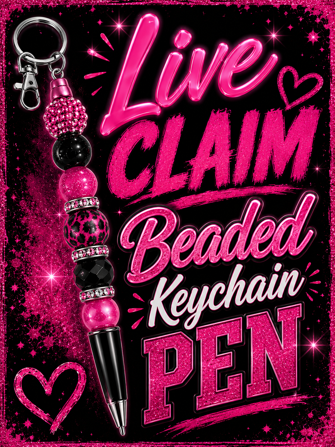 Live claim beaded keychain pen