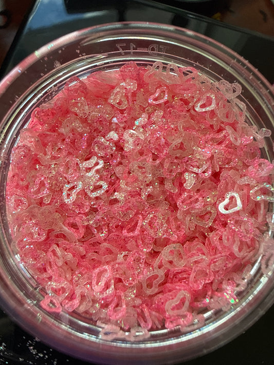 Hollow pink glitter hearts