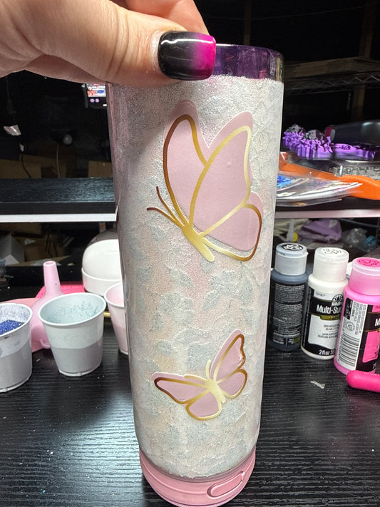 20oz butterfly Bluetooth epoxy tumbler