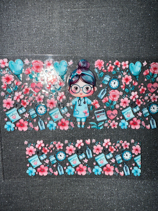 Keychain - pastel flower nurse