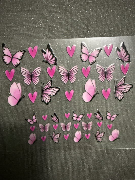 Keychain - Pink Butterfly Hearts