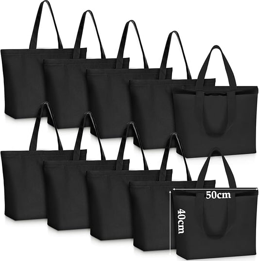 Large Canvas Tote Bag with Zipper