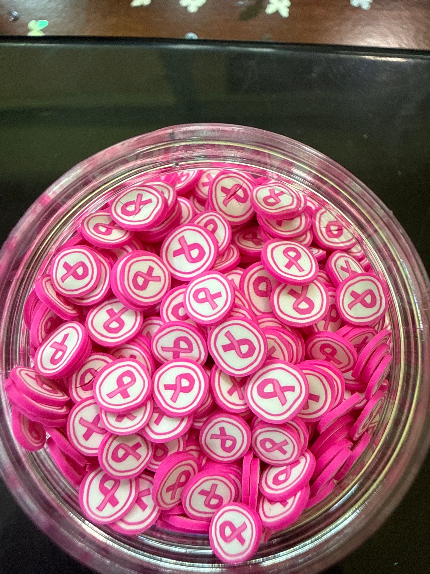 Pink Ribbon Clay Slices