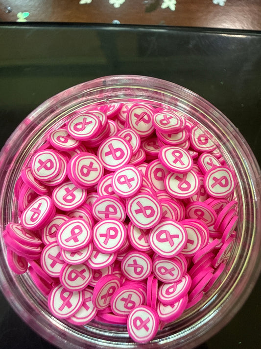 Pink Ribbon Clay Slices