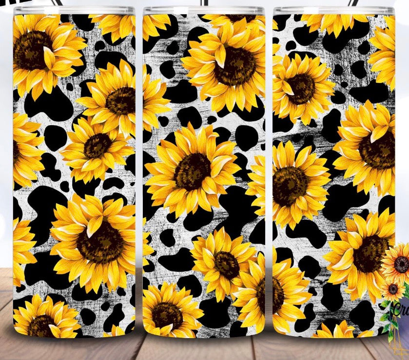 Sunflower cow sublimation tumbler