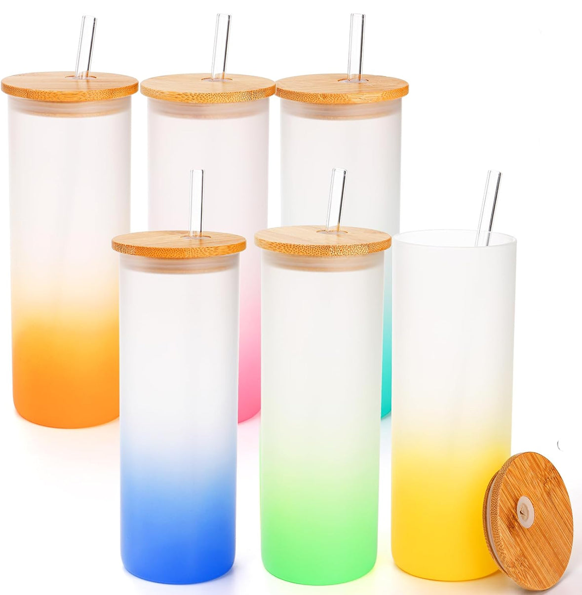 16oz colored frosted glass ombré tumbler