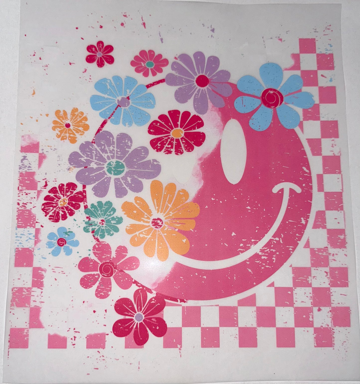 Floral smiley Adult DTF