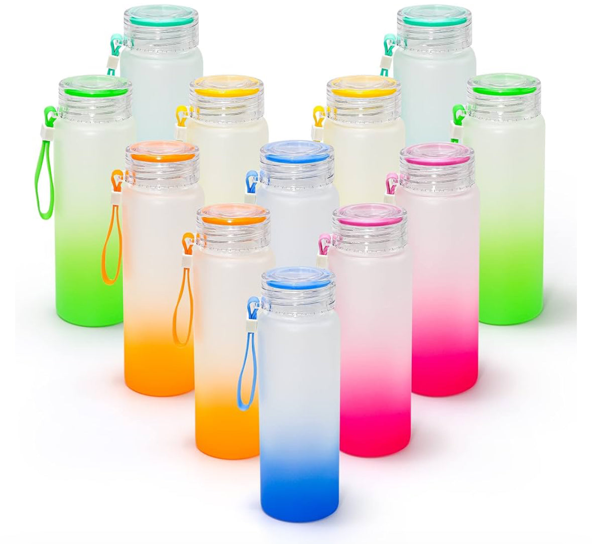 16oz Frosted Glass Ombré water bottles