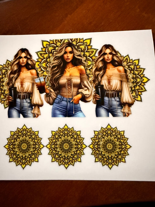 Keychain - gold mandala girl