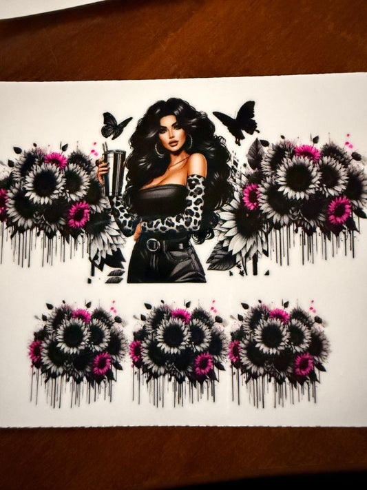 Keychain - pink and black girl