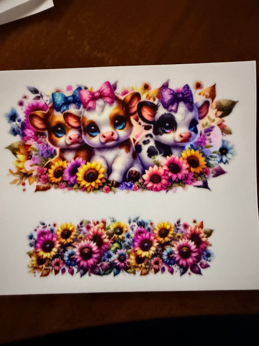 Keychain - flower cows