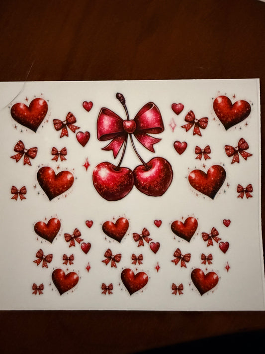 Keychain - hearts and cherries
