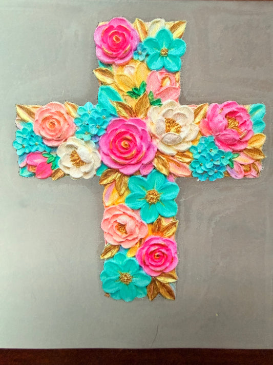 Floral Cross Hat DTF