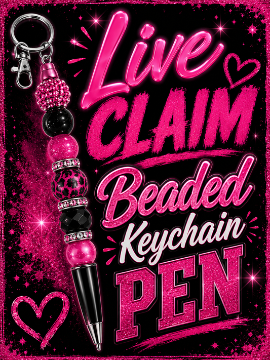 Live claim beaded keychain pen