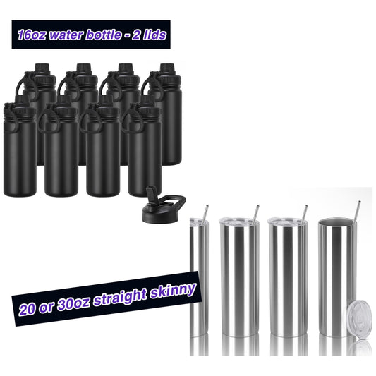 Custom 20/30oz Stainless Steel Epoxy Tumbler - straight skinny/16oz water bottle