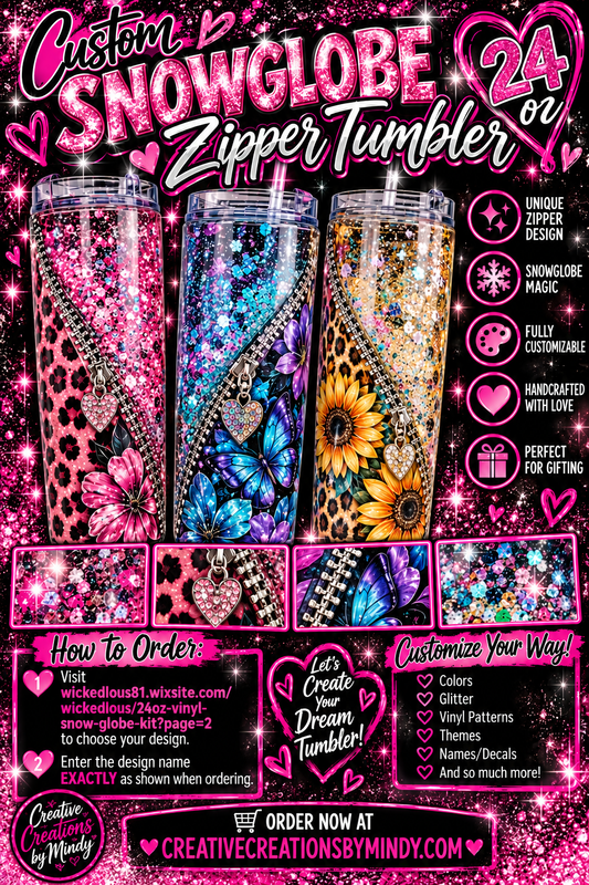 Custom Snowglobe Zipper tumbler