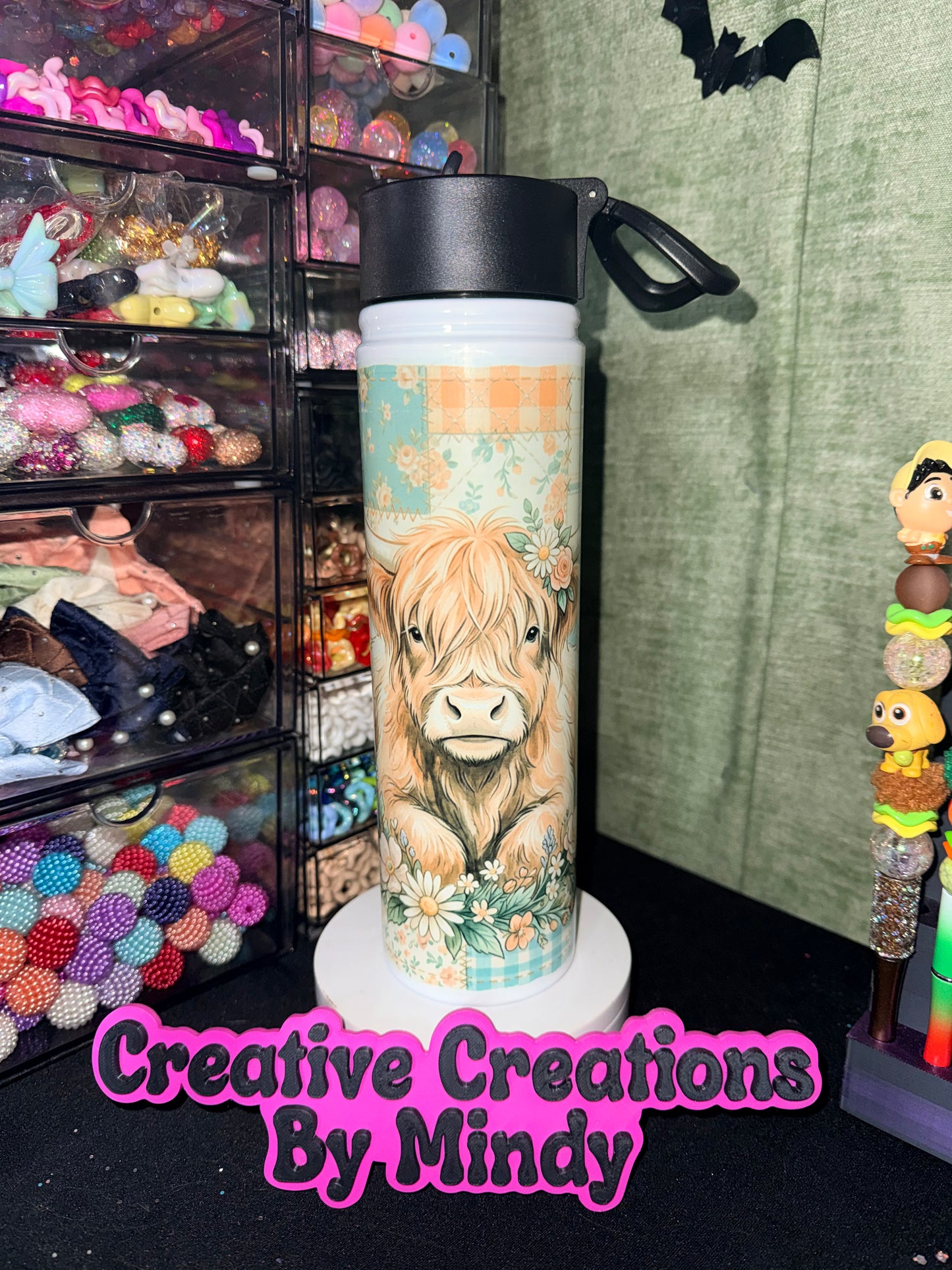 30oz stainless steel cow water bottle