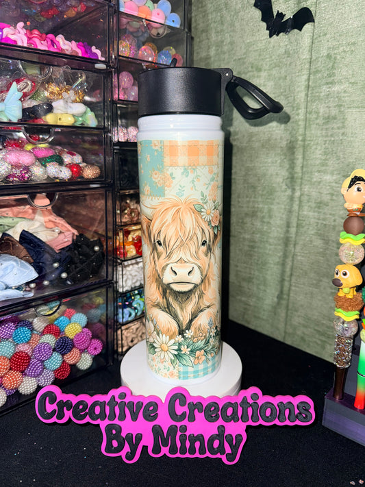 30oz stainless steel cow water bottle