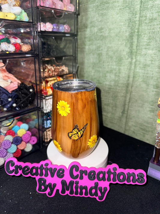 Butterfly epoxy wine glass
